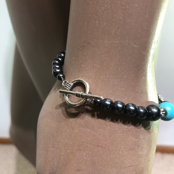 Turquoise & Black Necklace & Matching Braclet - Picture 4 of 4